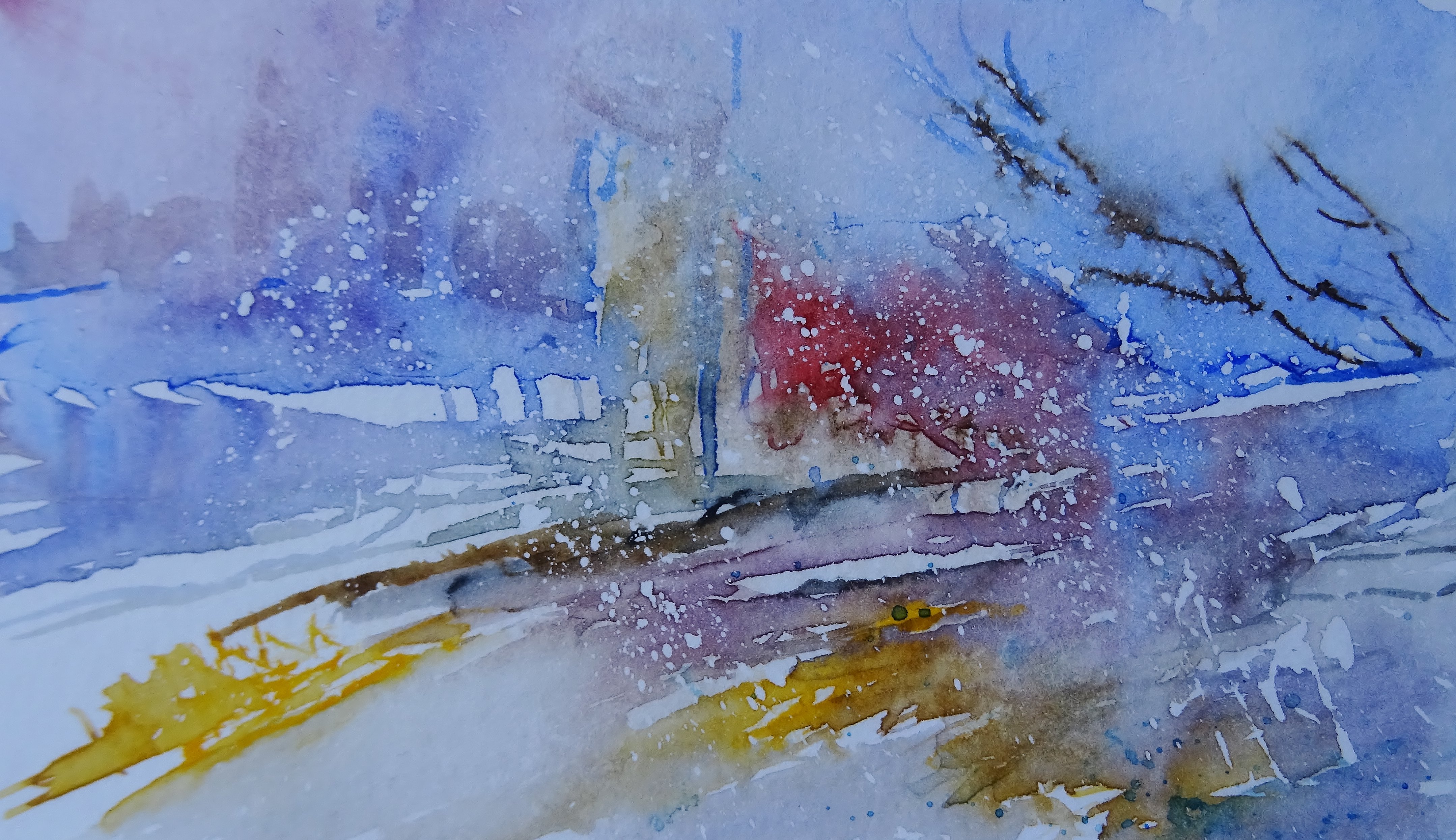 Wintermotiv / Aquarell / 15 x 10