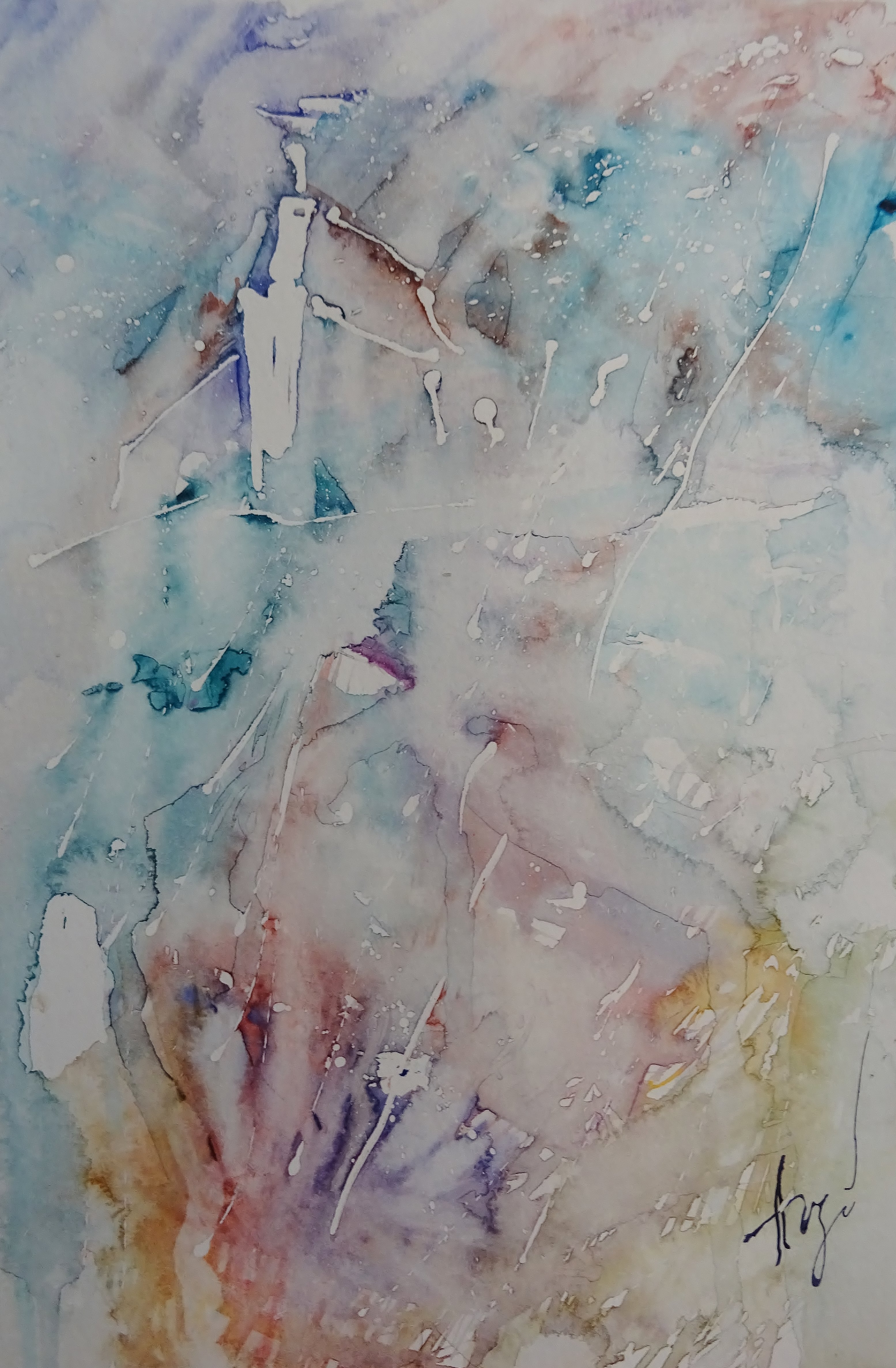 Im Schneefall / Aquarell / 17 x 24