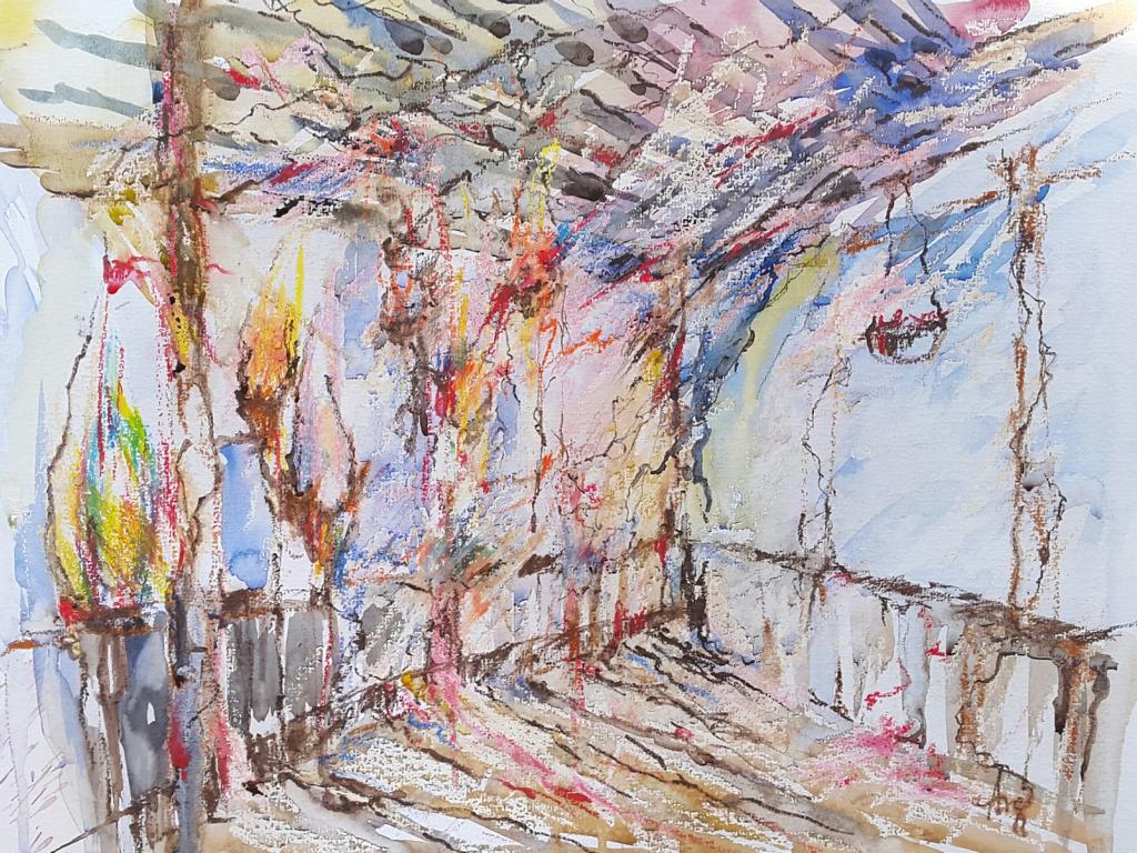 Impressionen / Aquarell/Ölpastellkreide / 40 x 30