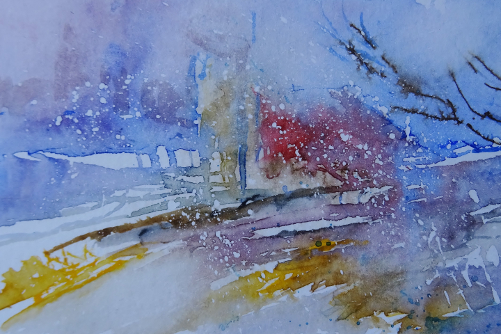 Wintermotiv / Aquarell / 15 x 10