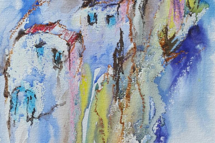 Impressionen / Aquarell/Ölpastellkreide / 17 x 24