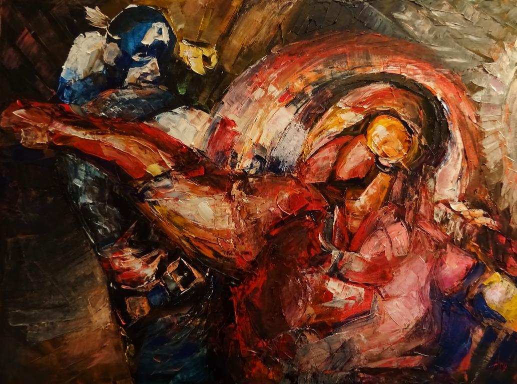 Captain America vs. Iron Man. Interpretation / Öl/Leinwand / 80x60 / - verkauft -