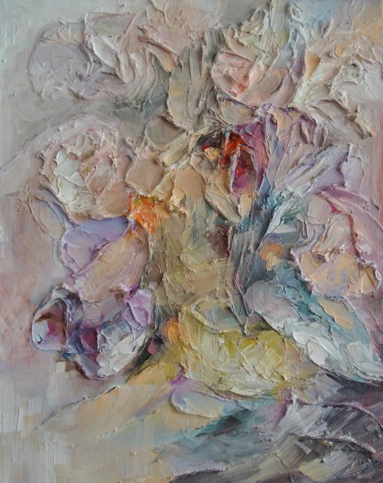 Stilleben Bunt / Öl/Leinwand/Strukturpaste / 40x50