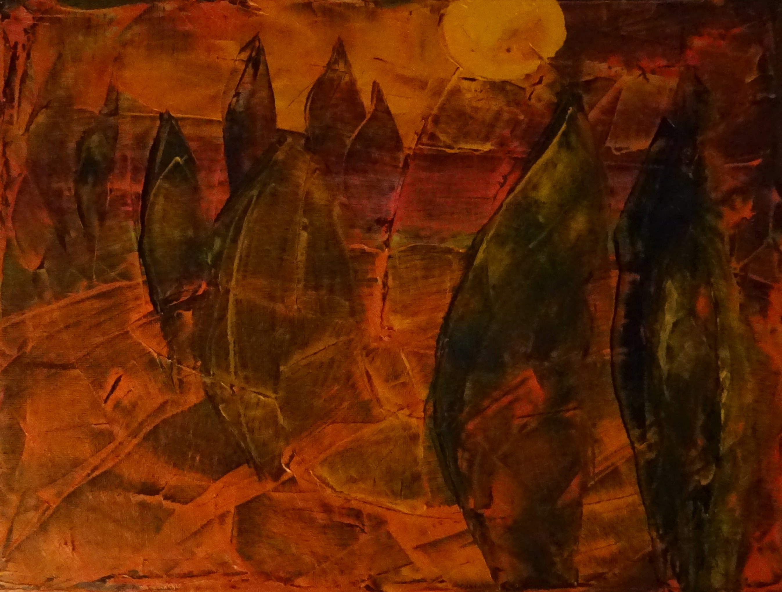Landschaft in Orange / Öl/Leinwand / 40x30
