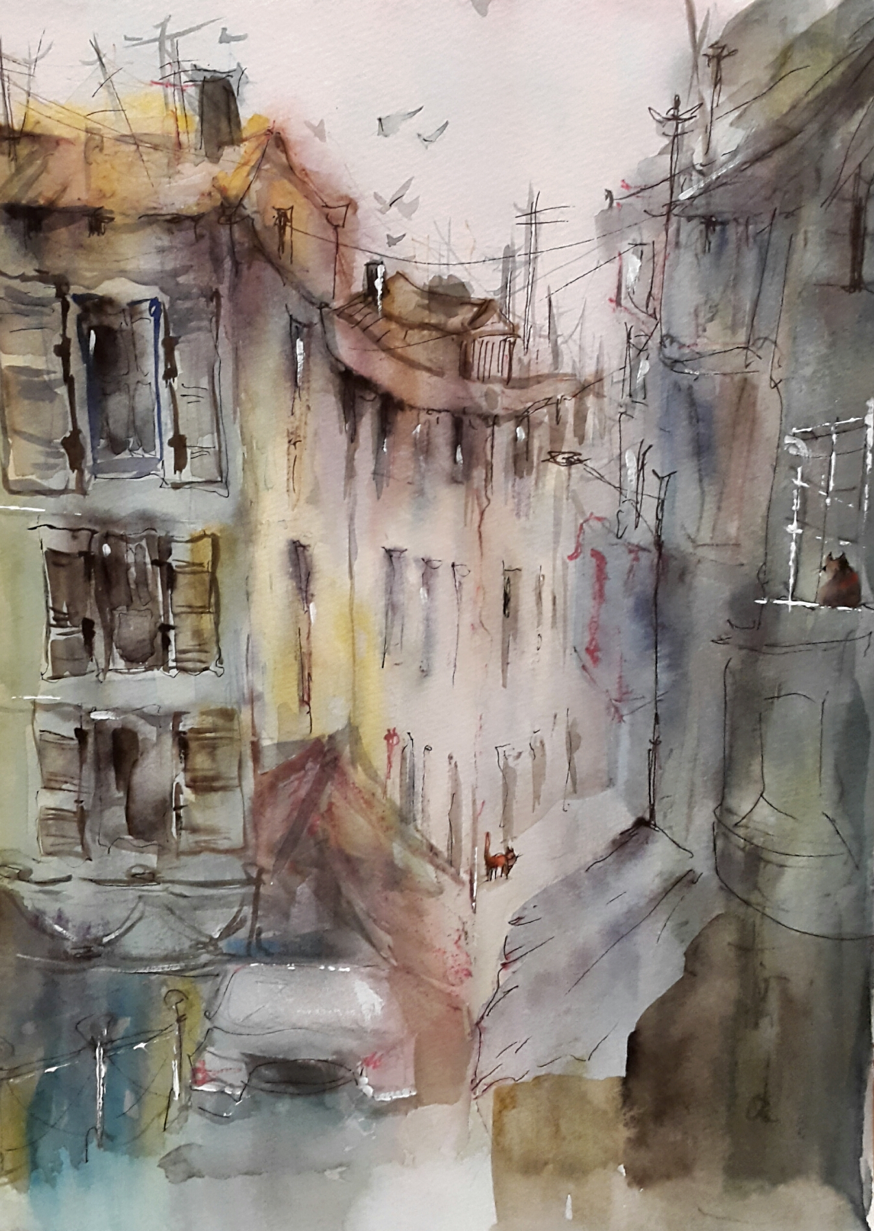 Stadtmotive / Aquarell/Mischtechnik / 24 x 31