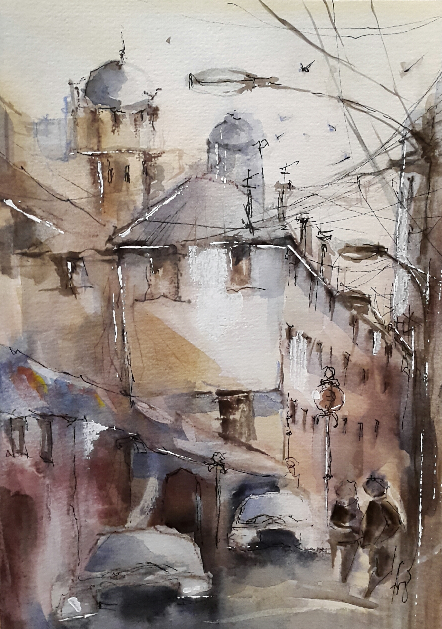 Stadtmotive / Aquarell/Mischtechnik / 17 x 24