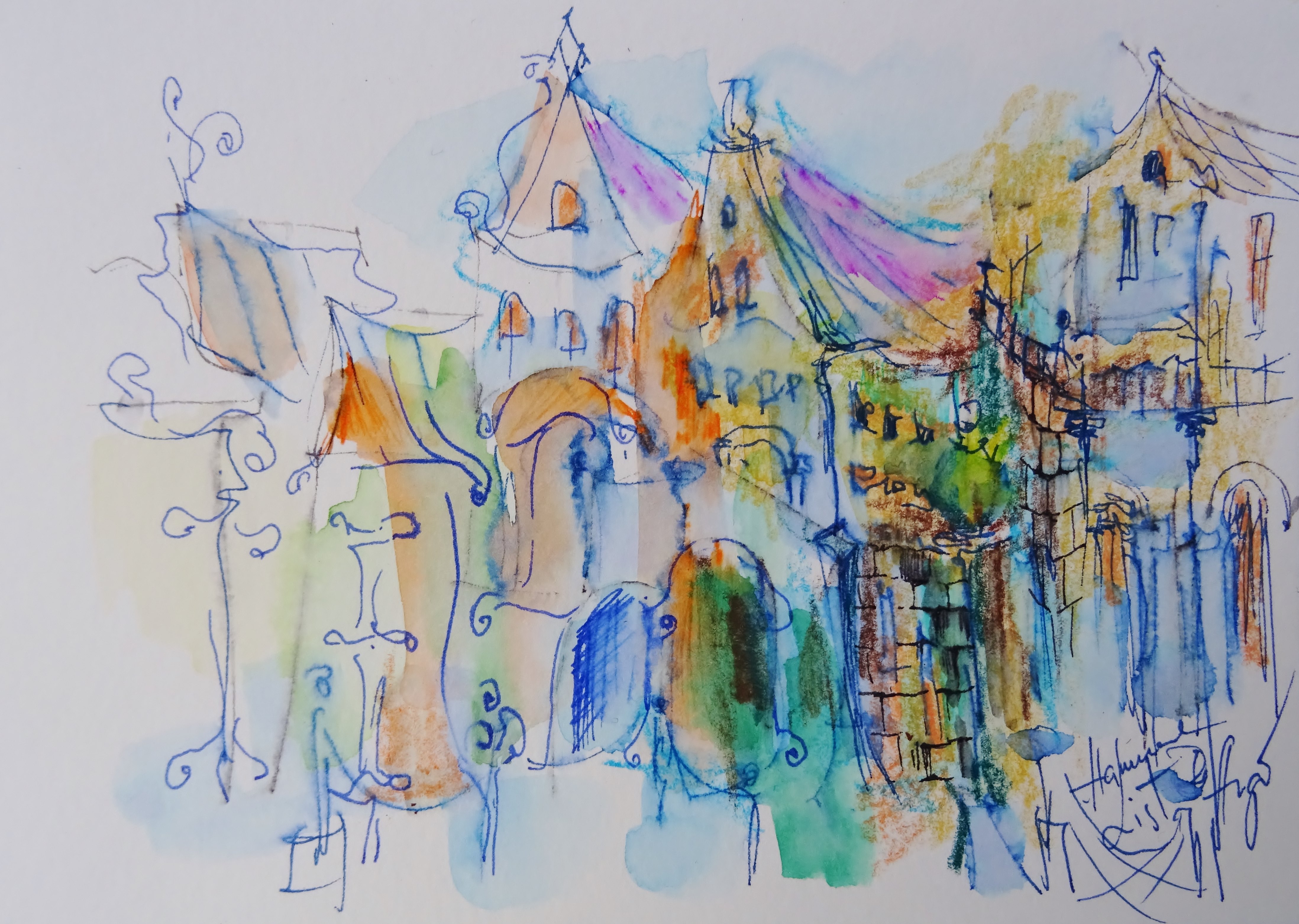 List / Aquarell/Mischtechnik / 14,8 x 10,6 / - verkauft -