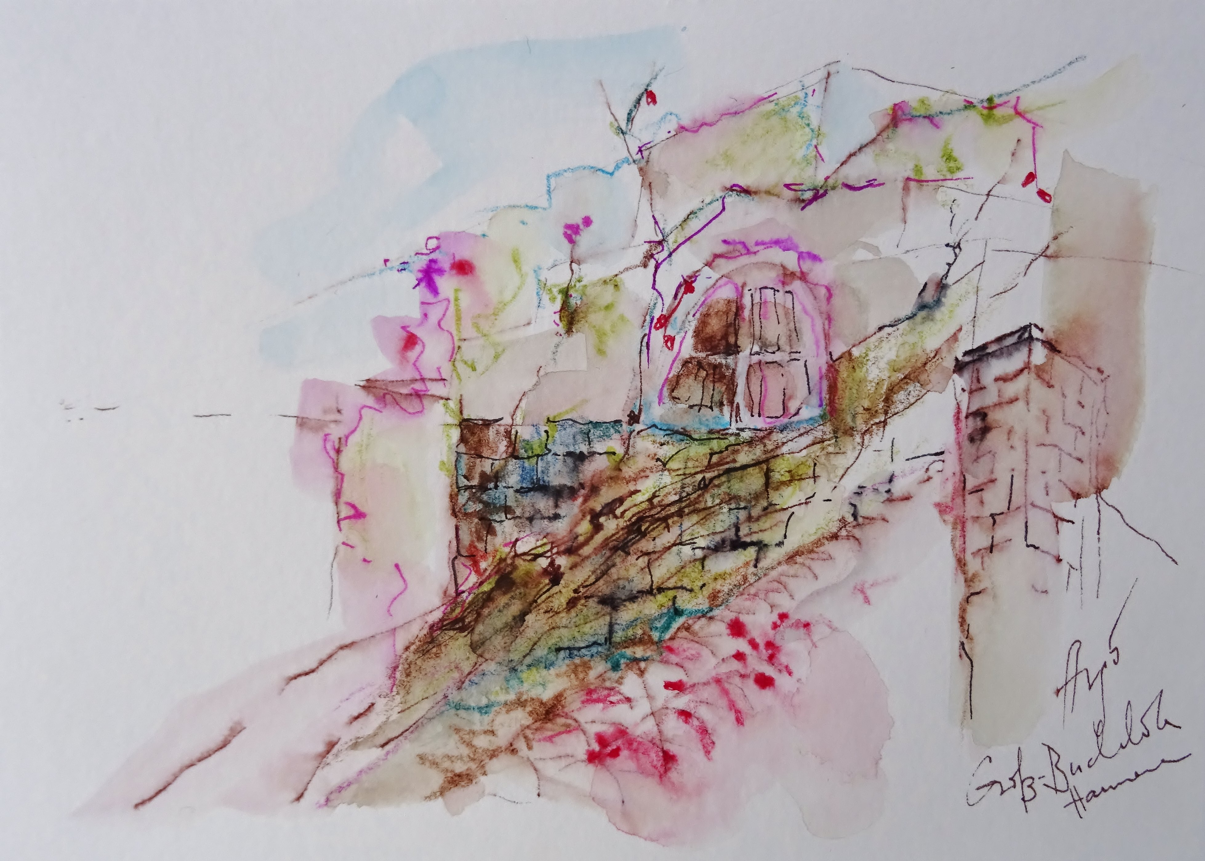 Groß-Buchholz / Aquarell/Mischtechnik / 14,8 x 10,6