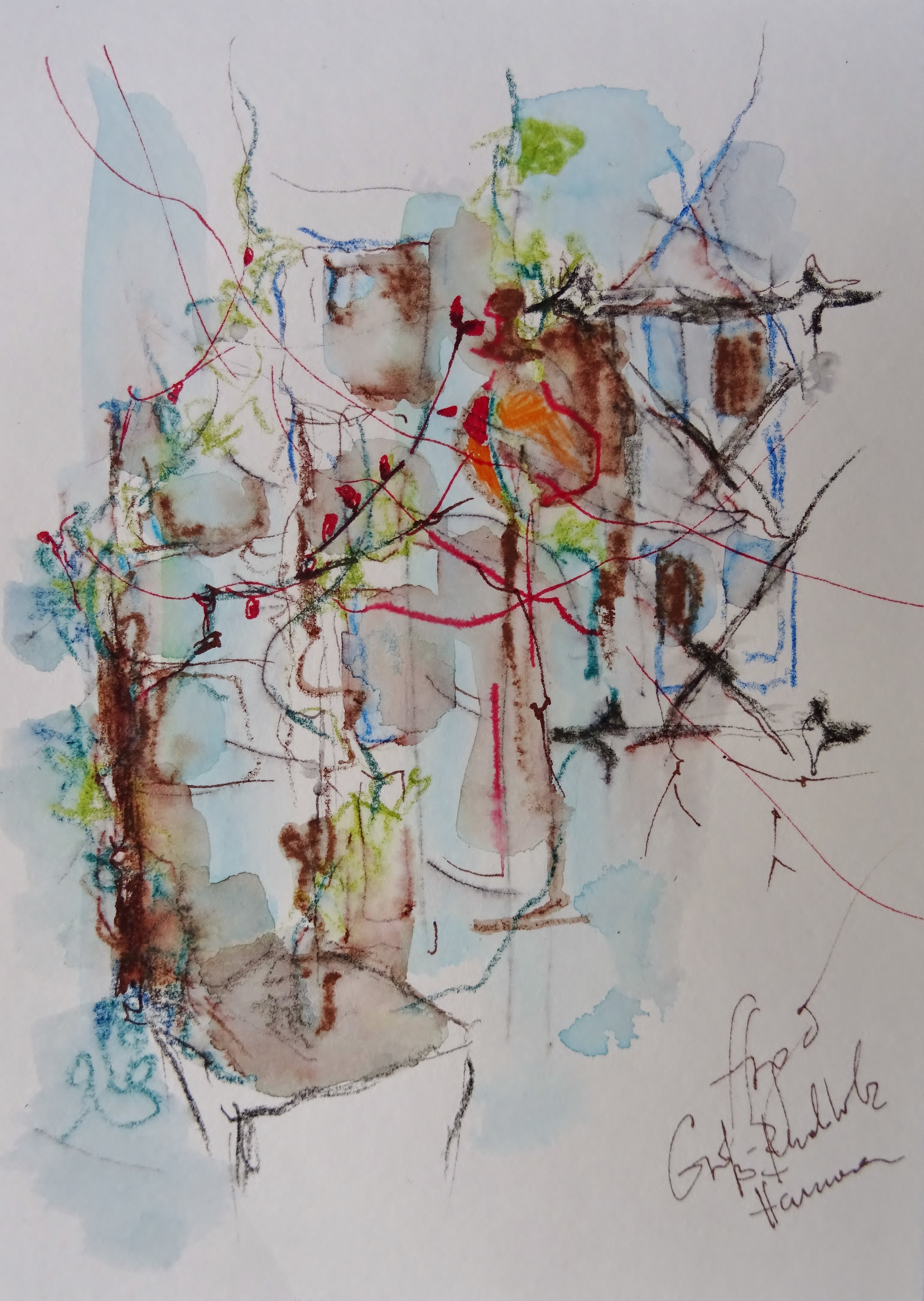 Groß-Buchholz / Aquarell/Mischtechnik / 10,6 x 14,8