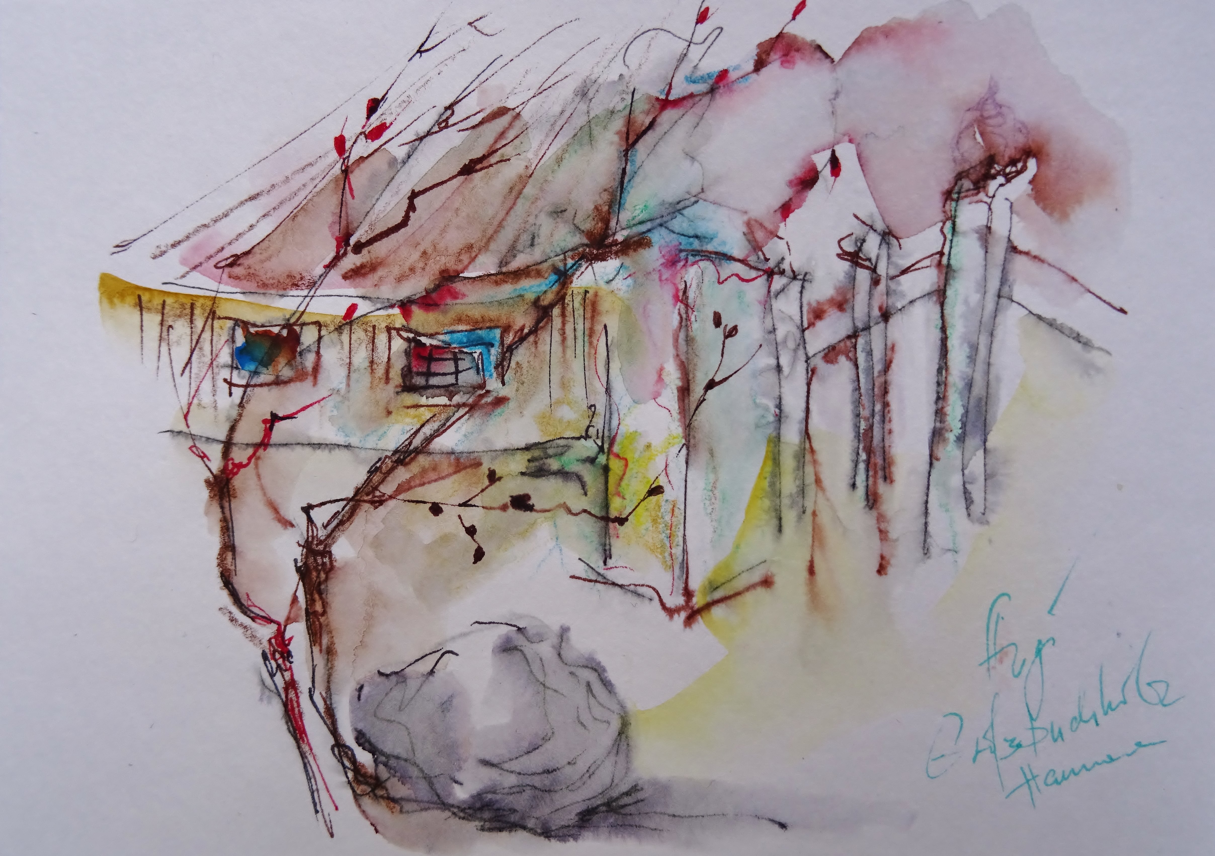 Groß-Buchholz / Aquarell/Mischtechnik / 14,8 x 10,6