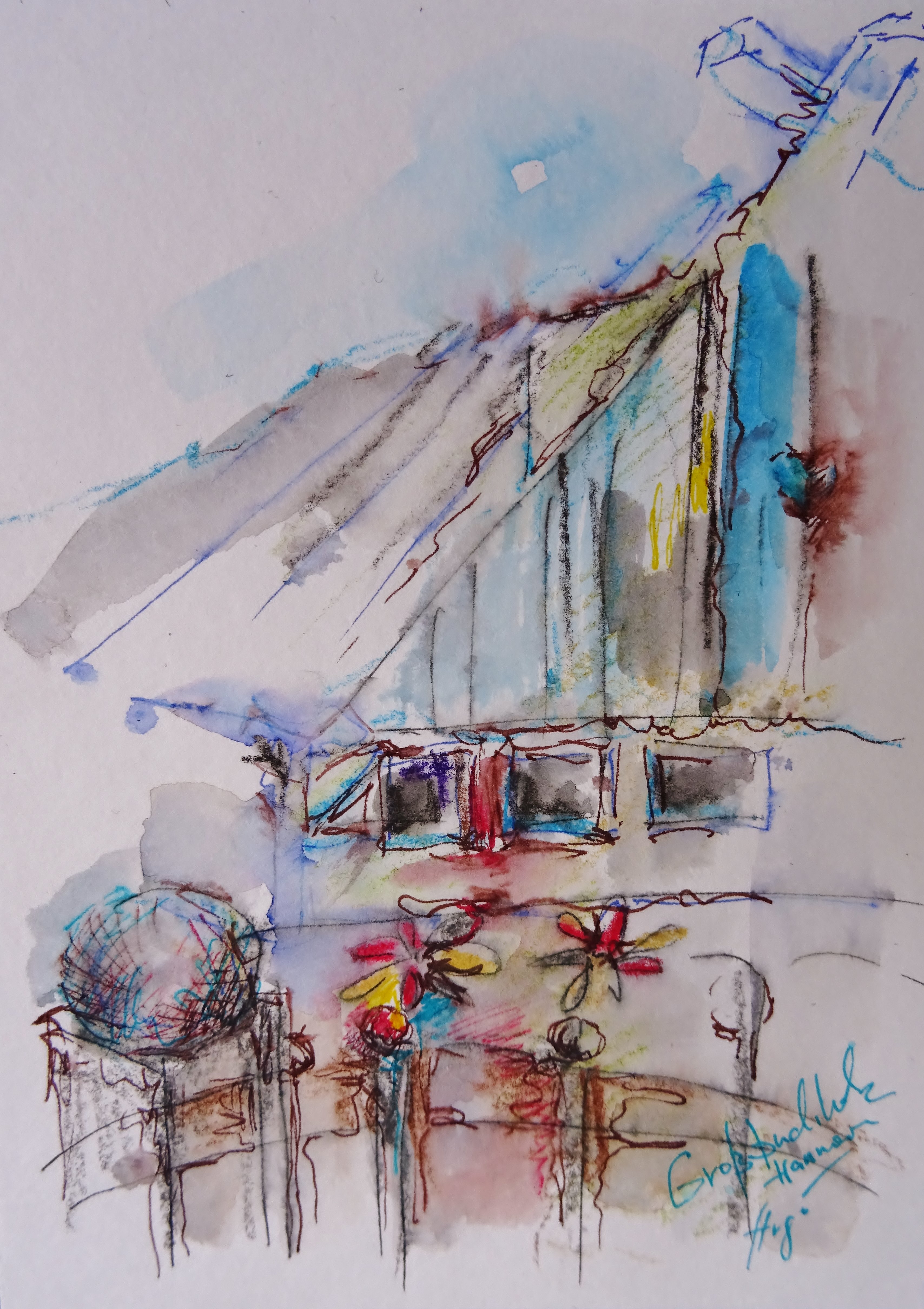 Groß-Buchholz / Aquarell/Mischtechnik / 10,6 x 14,8