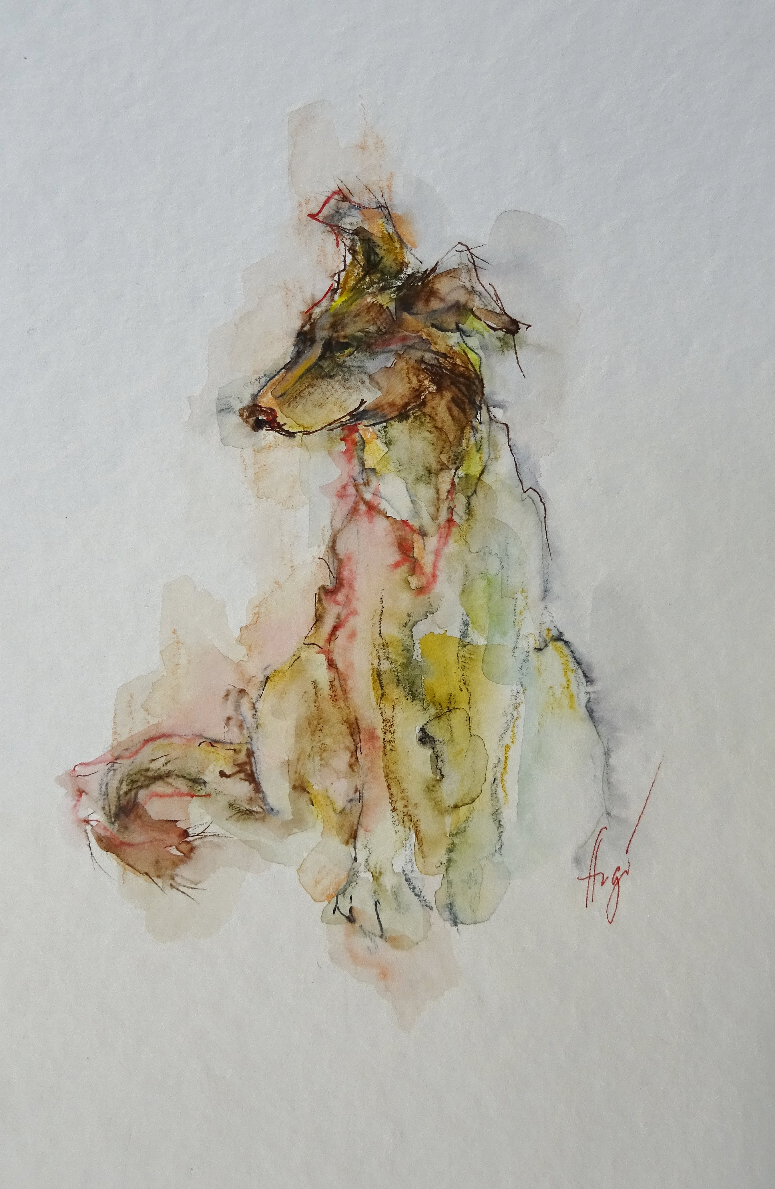 Wach / Aquarell/Mischtechnik / 17 x 24