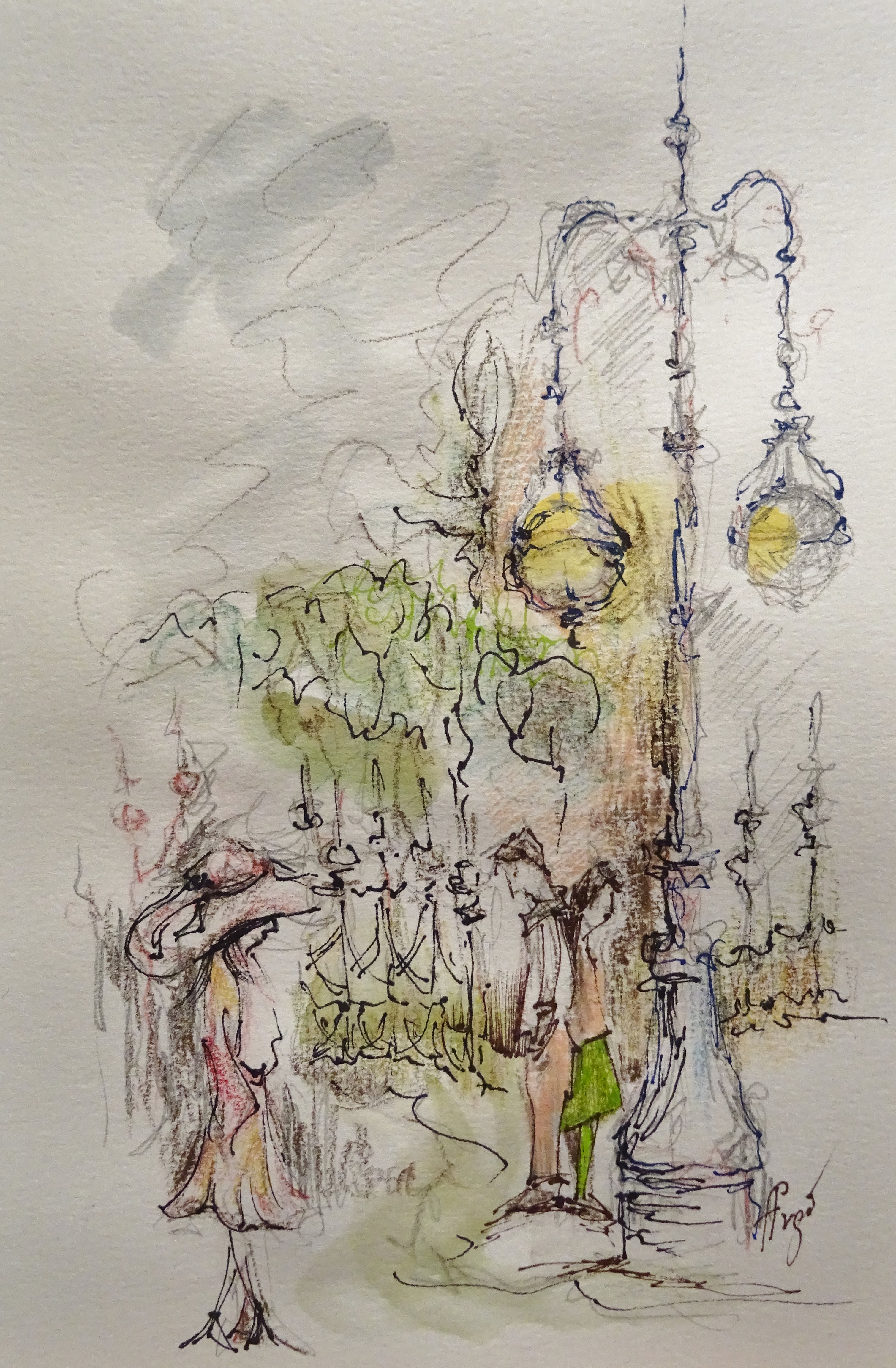 Im Park / Aquarell/Mischtechnik / 17 x 24