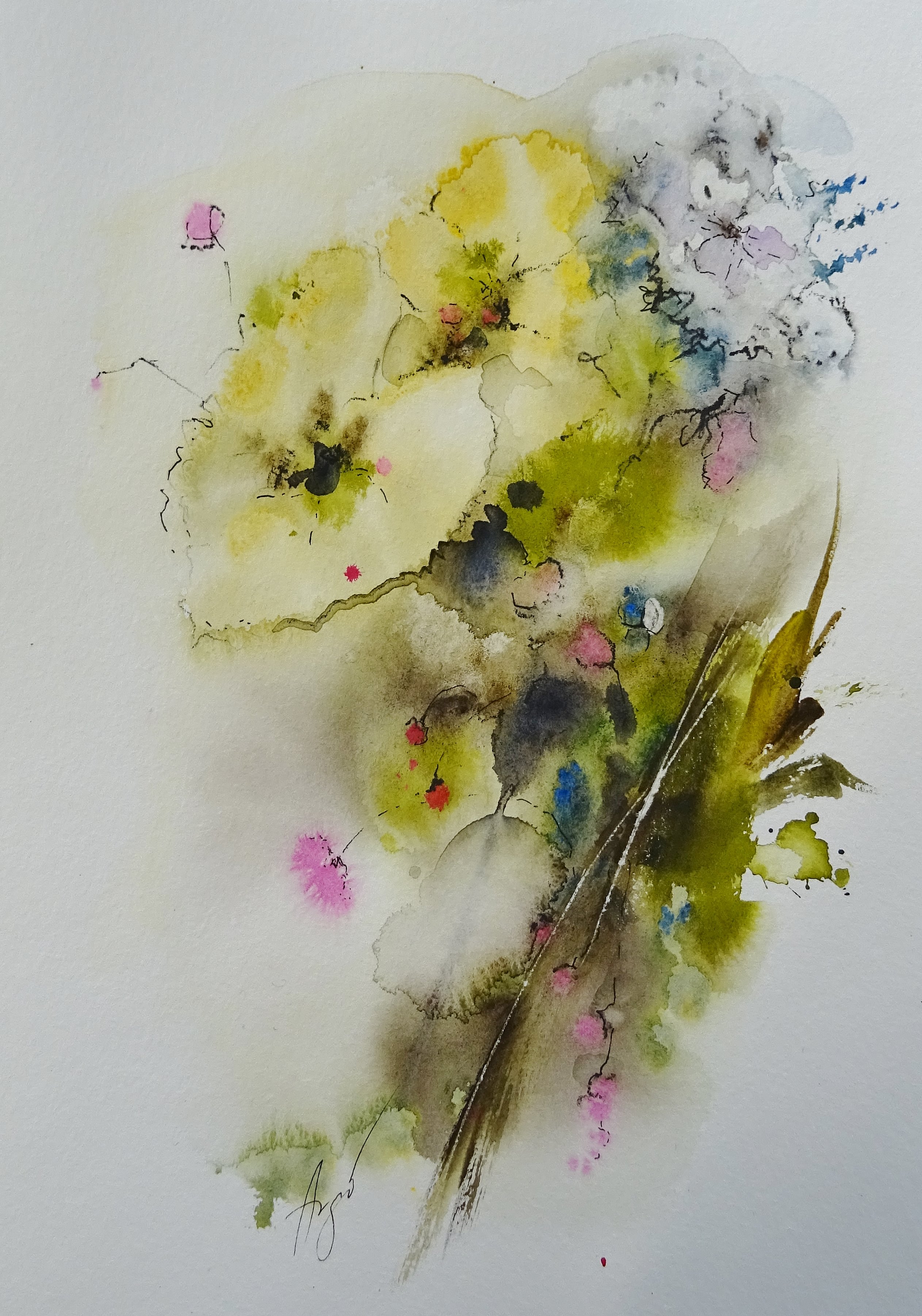 Blumenstudie / Aquarell/Mischtechnik / 17 x 24