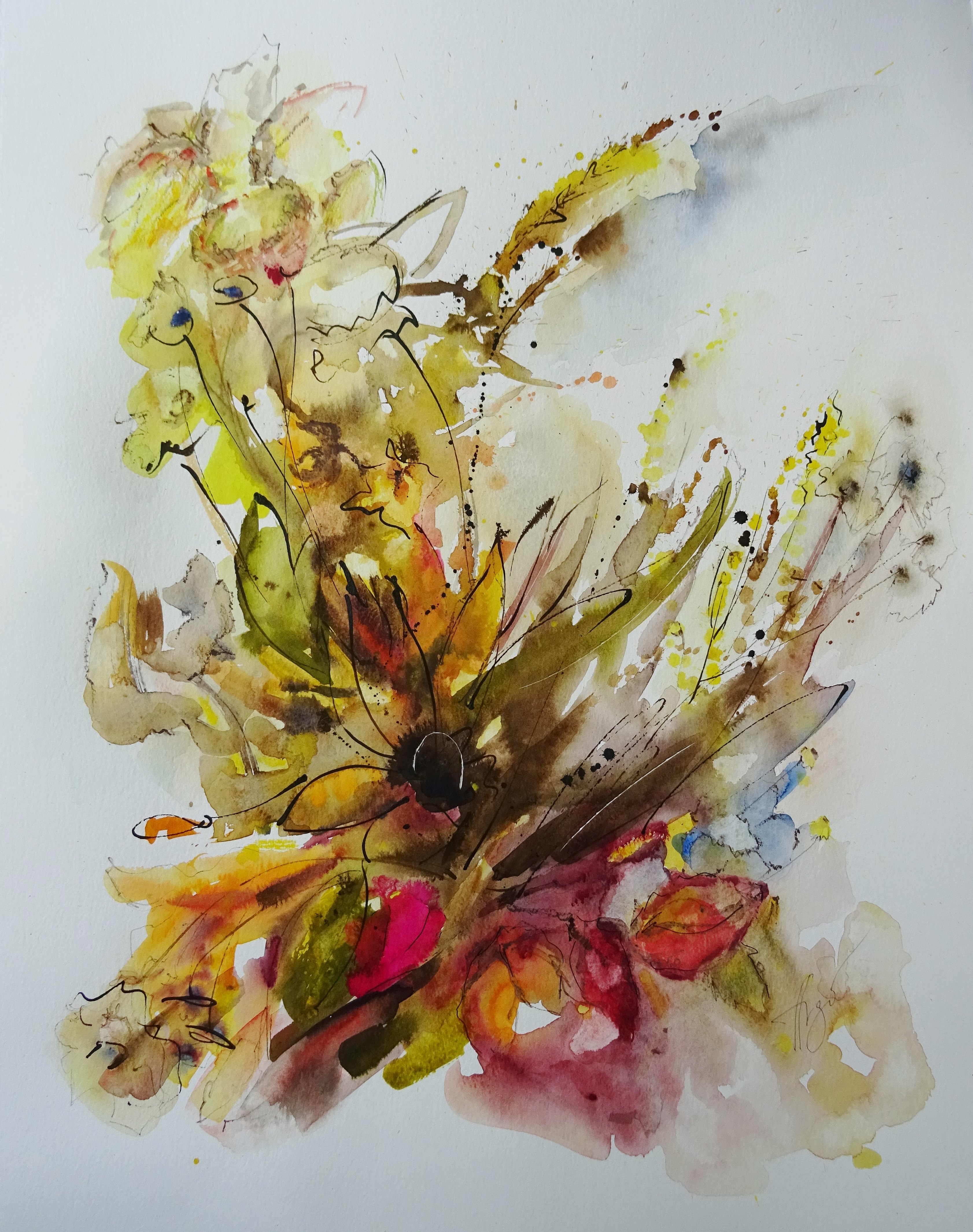 Blumenstudie / Aquarell/Mischtechnik / 51 x 65