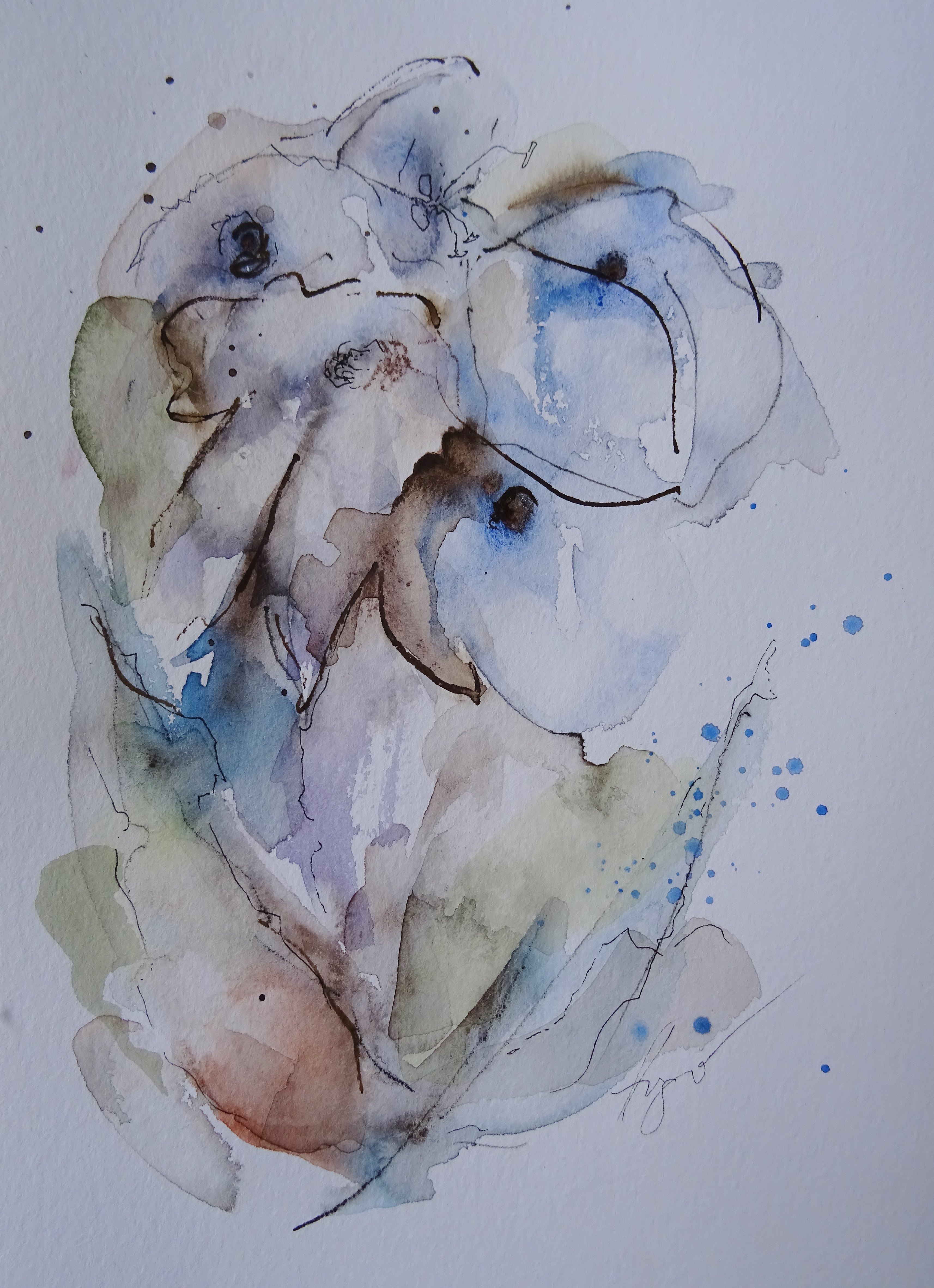 Blumenstudie / Aquarell/Mischtechnik / 17 x 24