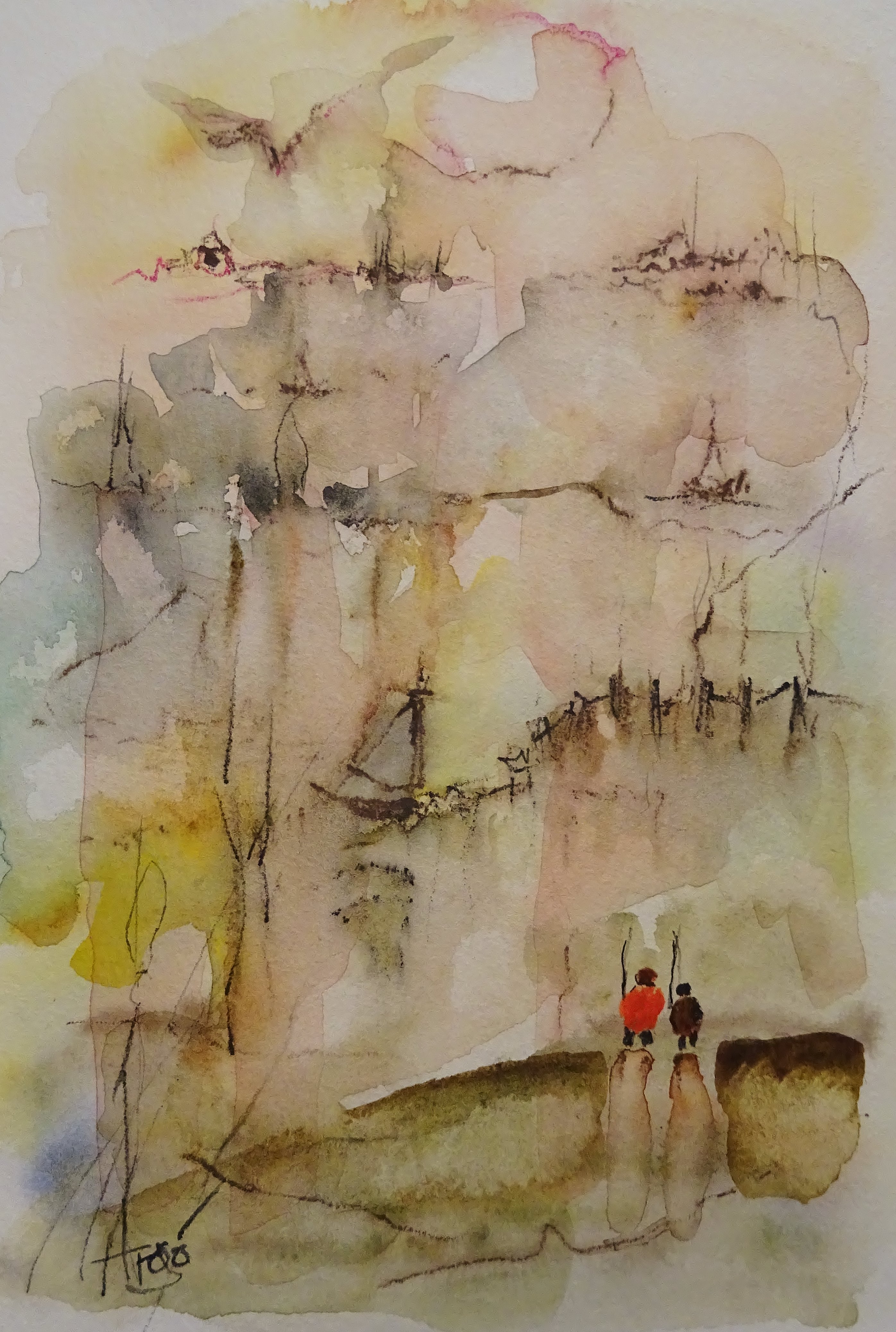 Angler / Aquarell/Mischtechnik / 17 x 24