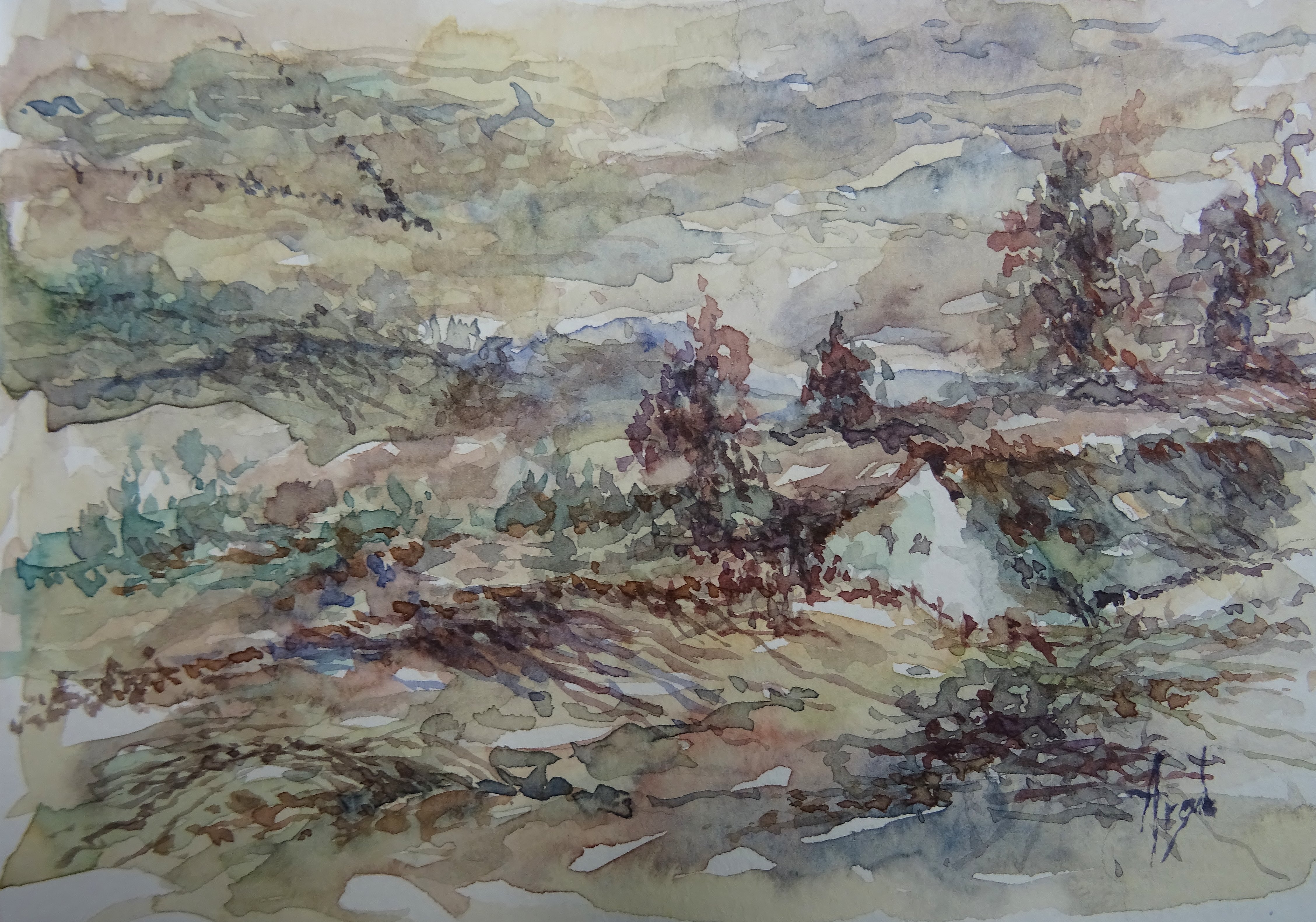 Unterwegs zum Starnberger See / Aquarell / 15 x 10