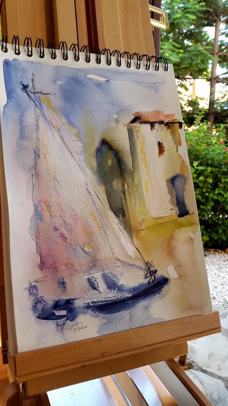 Impressionen / Aquarell/Ölpastellkreide / 21 x 29