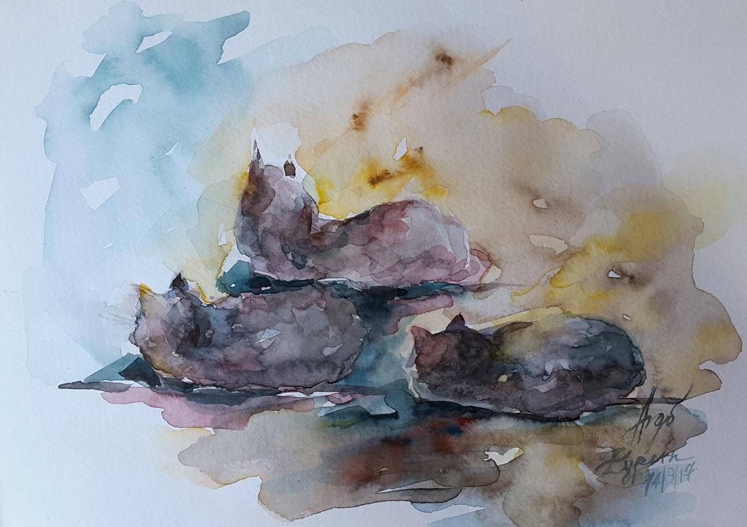 Katzenskizzen / Aquarell / 20,5 x 14,5