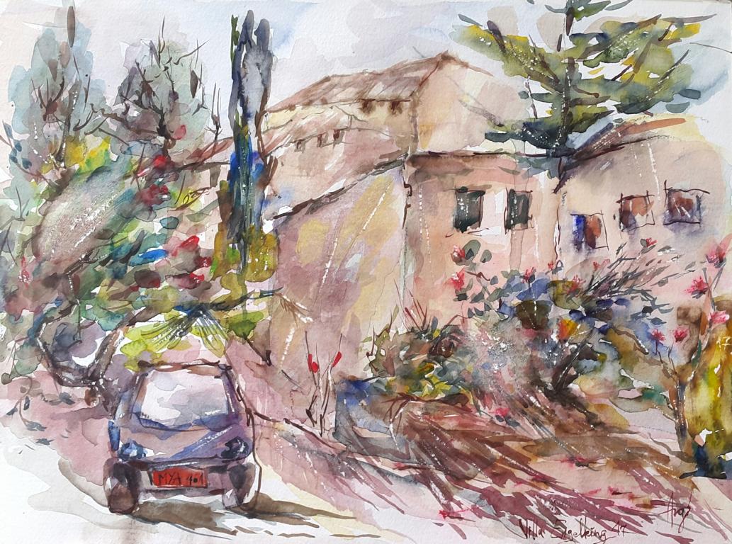Engelking Villa 17 / Aquarell / 32 x 24