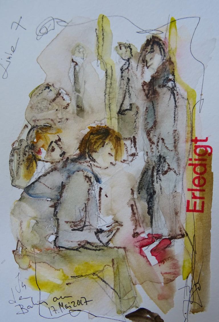 Linie 7 / Aquarell/Mischtechnik / 14 x 10