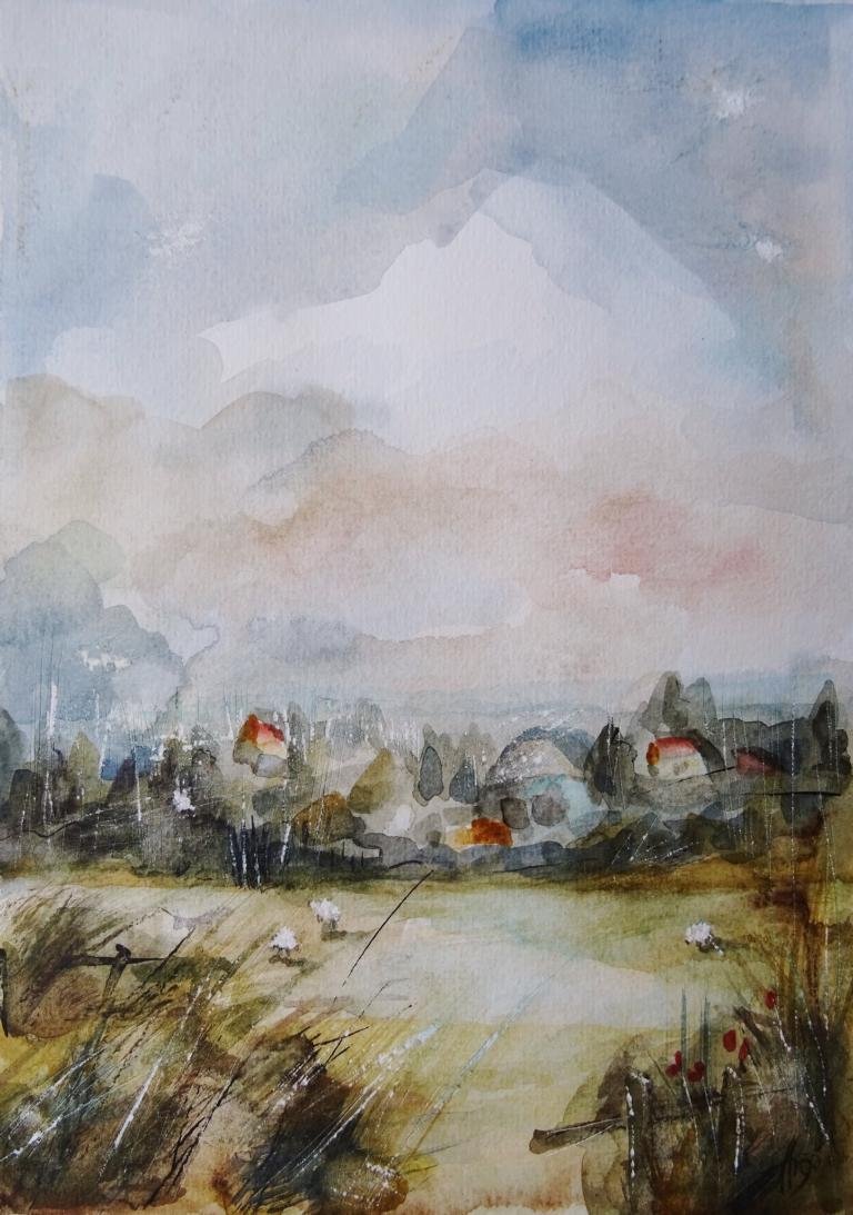 Schafe / Aquarell / 17 x 24