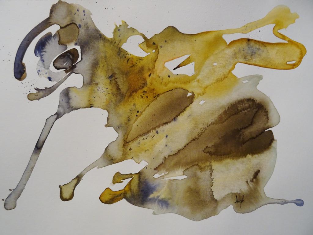 Blues Biene / Aquarell/Mischtechnik / 41 x 29