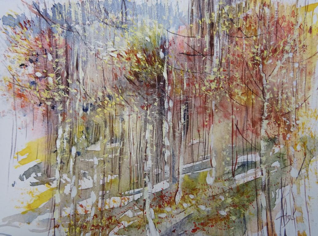 Herbst im Harz / Aquarell / 24 x 17