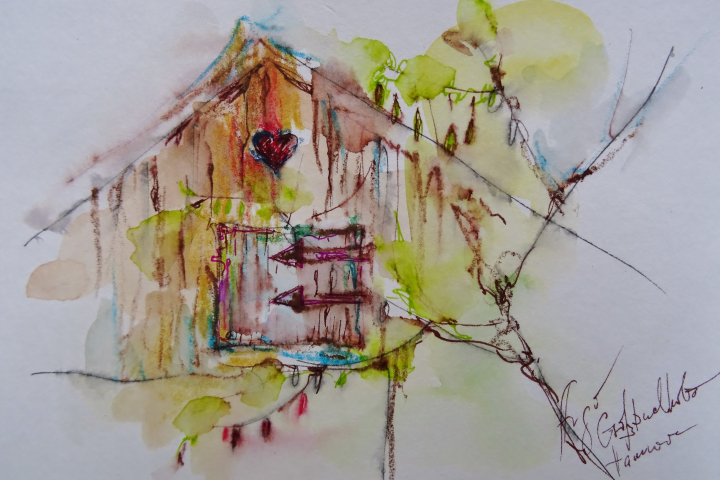Groß-Buchholz / Aquarell/Mischtechnik / 14,8 x 10,6