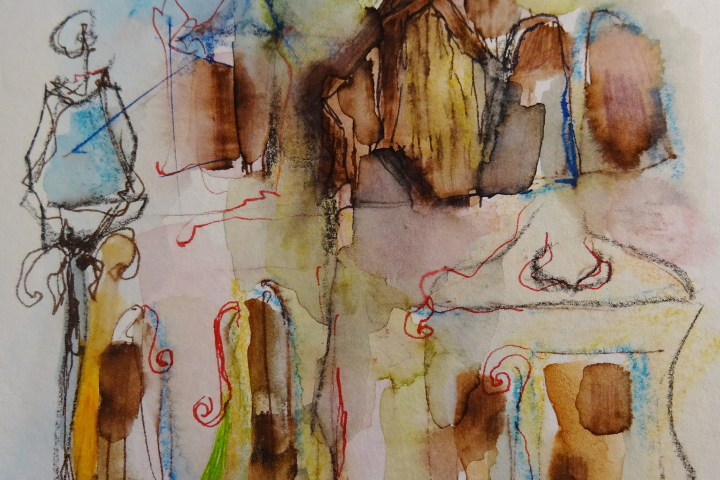 Groß-Buchholz / Aquarell/Mischtechnik / 10,6 x 14,8