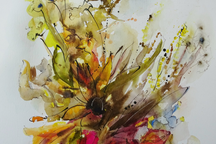 Blumenstudie / Aquarell/Mischtechnik / 51 x 65