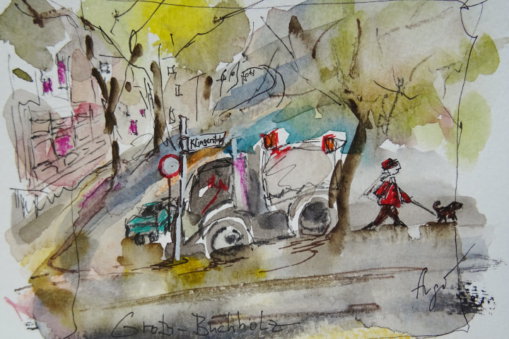 Klingerstraße / Aquarell/Mischtechnik / 14 x 10