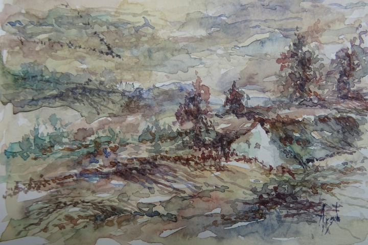 Unterwegs zum Starnberger See / Aquarell / 15 x 10