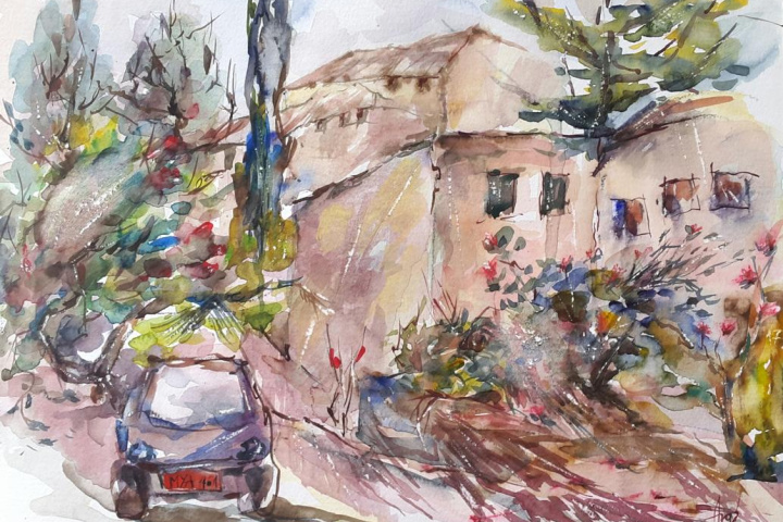 Engelking Villa 17 / Aquarell / 32 x 24