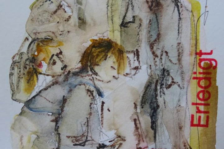 Linie 7 / Aquarell/Mischtechnik / 14 x 10